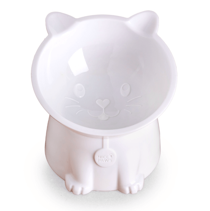 Nice Paws RECYCLED Plastic Tilted Cat Bowls Grey & White 2 Pack - Glad Dogs Nation | ALL Profits Donated