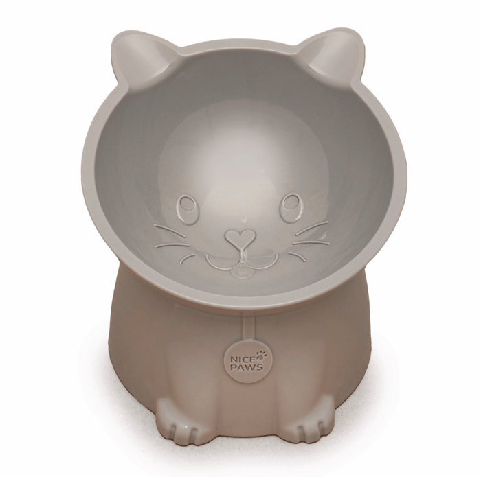 Nice Paws RECYCLED Plastic Tilted Cat Bowls Grey & White 2 Pack - Glad Dogs Nation | ALL Profits Donated