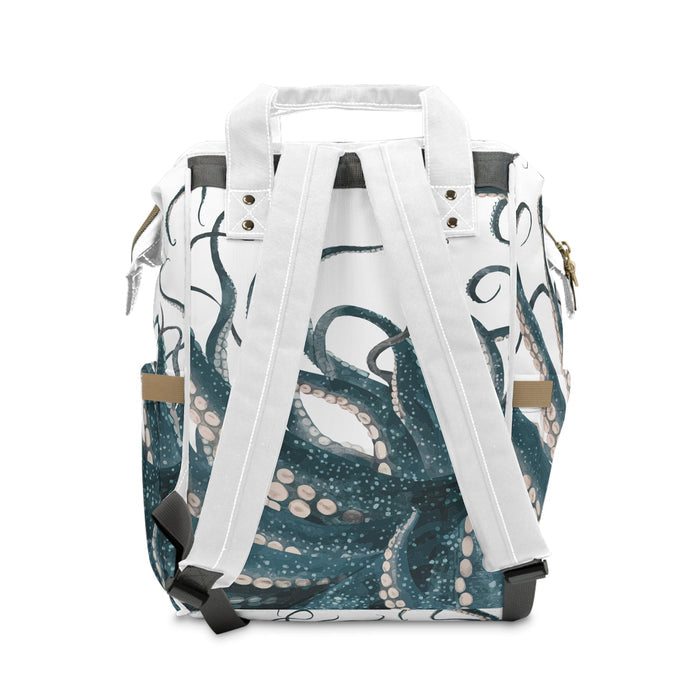 Octopus Diaper Bag Backpack - Ocean Tentacle Print Nylon Baby Bag for Parents Who Love the Sea, 15x10.8x6.7 in
