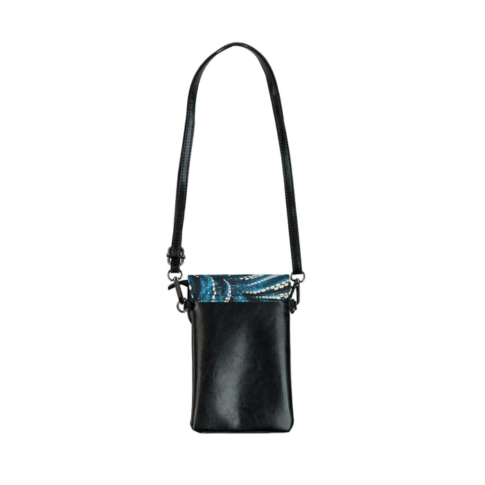 Octopus Tentacle Crossbody Phone Bag – Dark Teal & White Ink Art | Microfiber Leather | Card Slots & Cash Pocket | Compact Shoulder Wallet Bag | Ocean Gift for Her