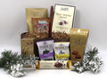 Old Fashioned Christmas gift basket with assorted chocolates and candy bags