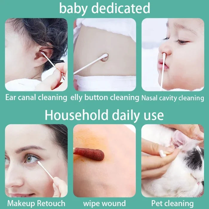 Organic Baby Cotton Swabs – 400PCS Safe & Gentle Care