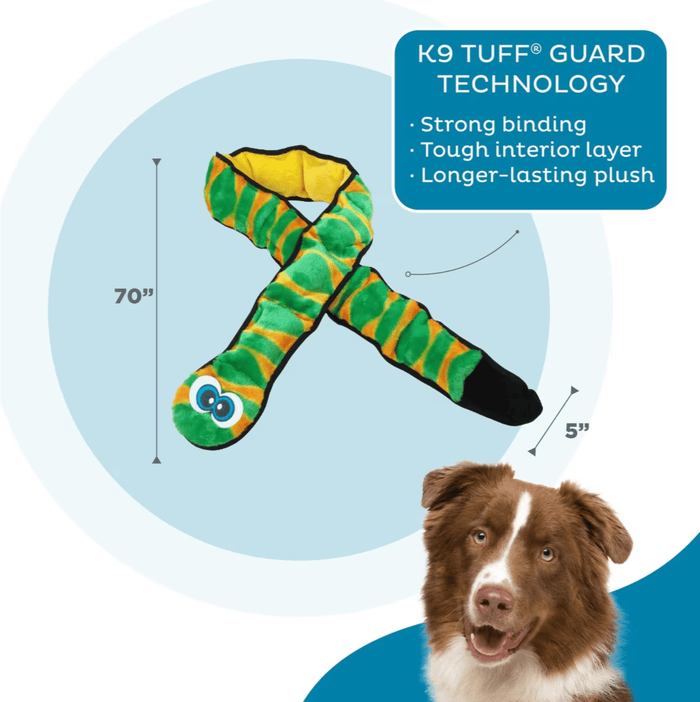 Outward Hound Invincibles Snake Durable Plush Dog Toy Green XXL: 70" - Glad Dogs Nation | ALL Profits Donated