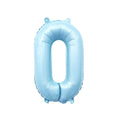 Pastel blue foil number balloon 0, 32-inch giant balloon with two top loops