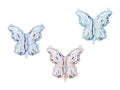 Pastel butterfly balloon set with three light blue and pink foil-style butterfly shapes