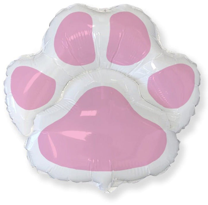 Paw print balloon showing four pink paw pads and a large pink paw print