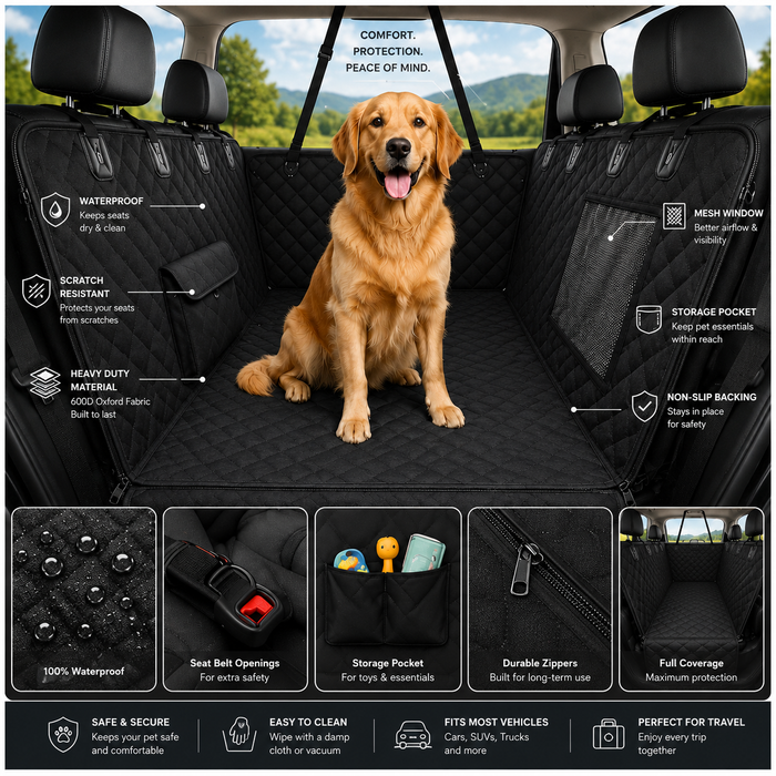 PawLuxe™ Premium Waterproof Dog Car Seat Protector