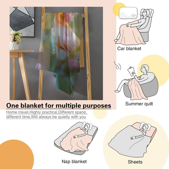 Kids fleece blanket with fluffy bird and flower crown design, pastel name on front