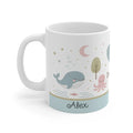 Ocean animal ceramic mug with handle, name Alex printed