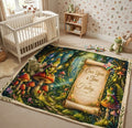 Personalized enchanted forest throw blanket, illustrated woods with 'Once Upon a Time Finley' panel