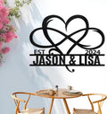 Infinity heart metal wall sign with EST Jason & Lisa, 2024
