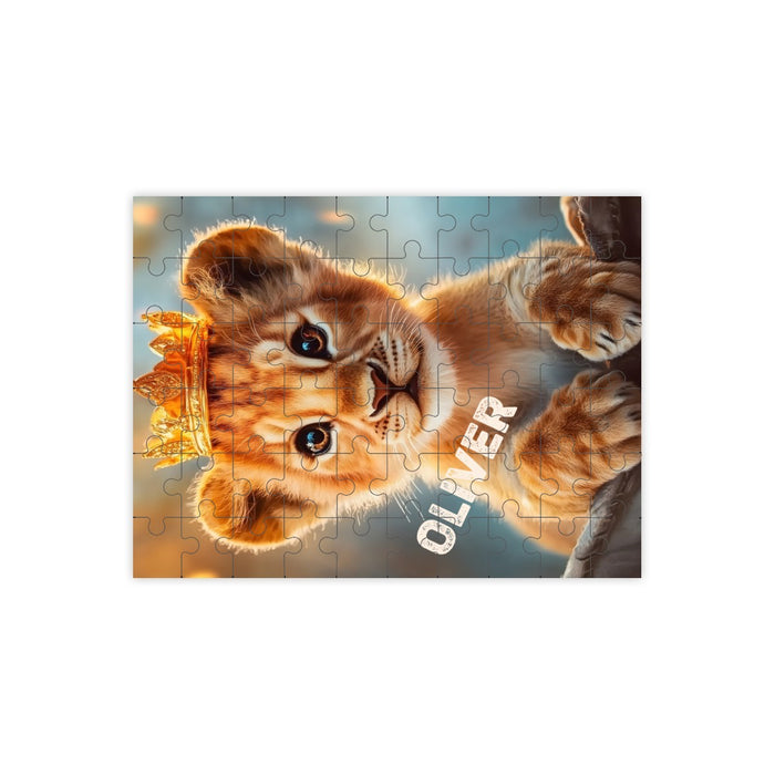 Wooden jigsaw puzzle with lion cub artwork, 60 pieces
