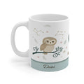 Personalized owl mug, white with owl, constellation stars, and Dani name