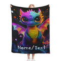 Black blanket featuring a glowing rainbow dragon with Name/Text across the bottom