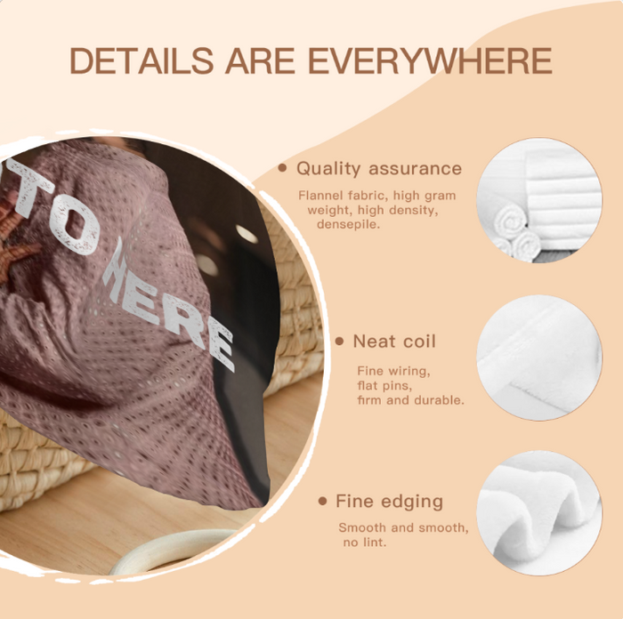 Round personalized photo blanket detail view with smooth edges and coiled stitching