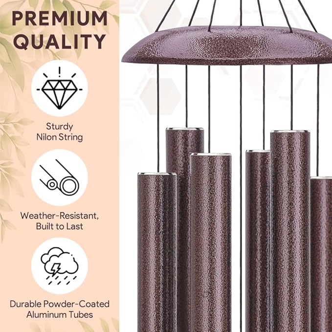 Weather-ready dragonfly wind chime with powder-coated aluminum tubes and round "Beautifully Loved" tag.