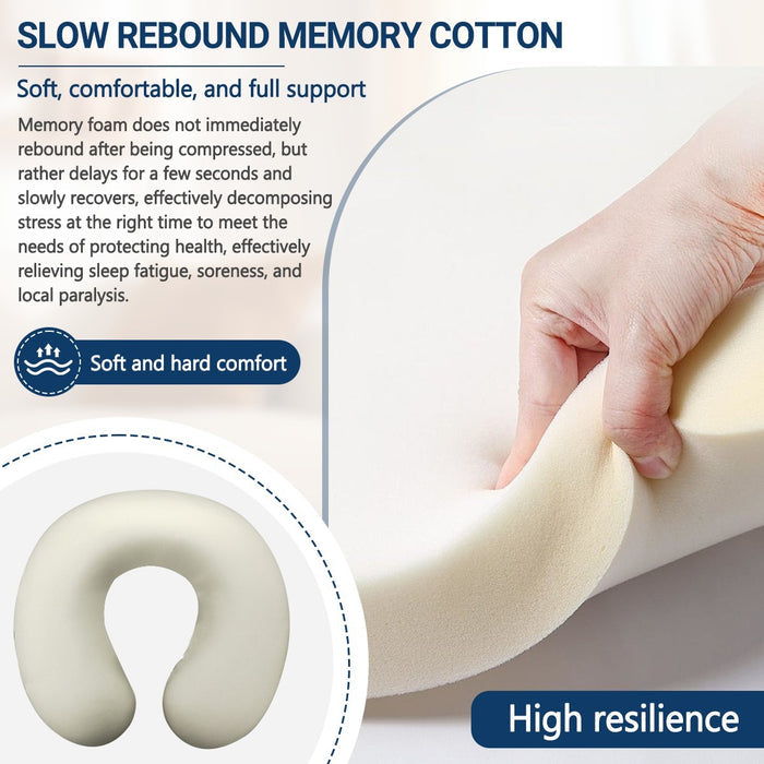 Memory foam neck pillow with leaf cover, cushioned U-shape and high resilience