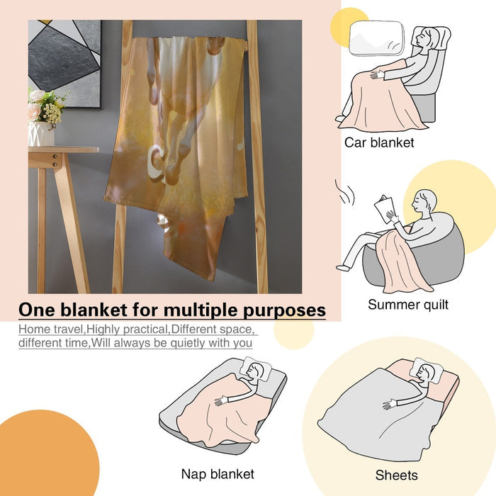 Unicorn-themed blanket with three white horses, folded and hanging