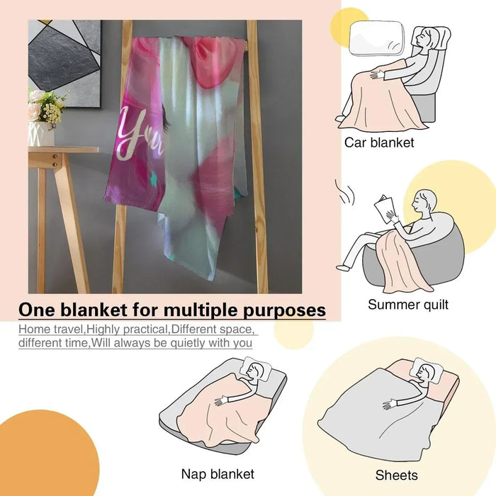 Unicorn plush blanket hanging, with custom name print and multi-use icons