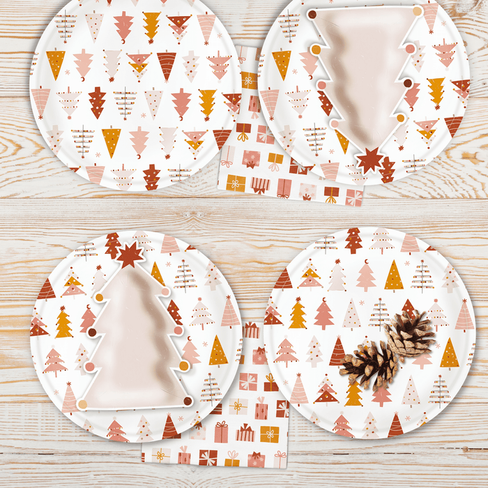 Pink Christmas Tree Paper Plates