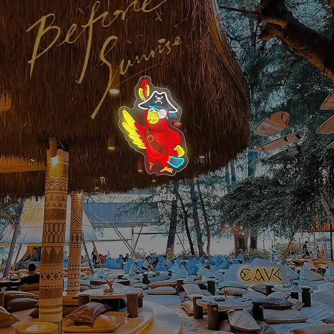 Pirate Parrot Neon LED Wall Sign – Red Parrot Light | Pirate Party Decoration & Wall Decor | Unique Gift for Friends