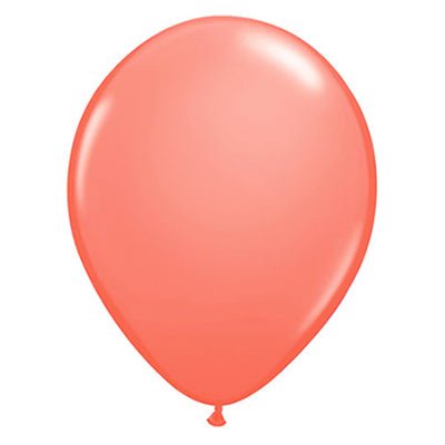 Coral latex balloon, glossy uninflated-to-filled single balloon with small neck
