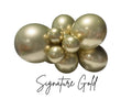 Gold balloon cluster with five shiny latex balloons