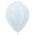 Light blue latex balloon with valve knot at the bottom