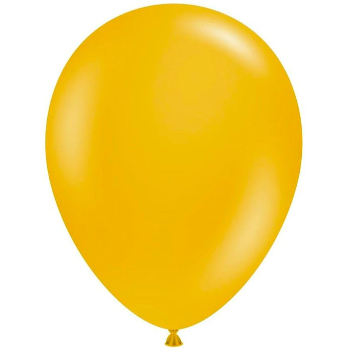 Mustard yellow latex balloon with a glossy surface
