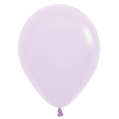 Lilac latex balloon with smooth round shape and tied neck
