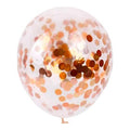 Rose gold confetti latex balloon, round balloon with metallic confetti dots