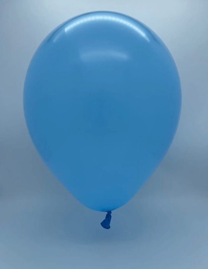 Sky blue latex balloon floating with curled string end