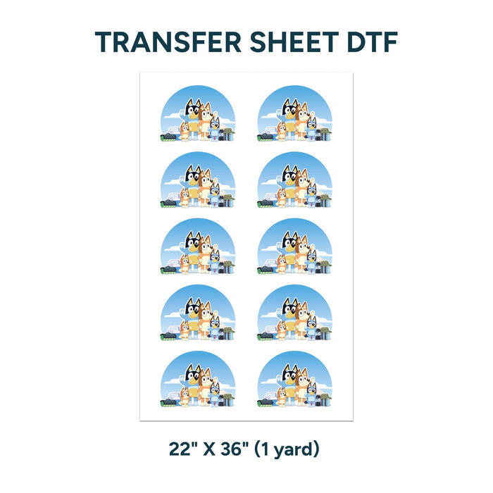 Printed DTF Sheets by Yards - Bluey design 1