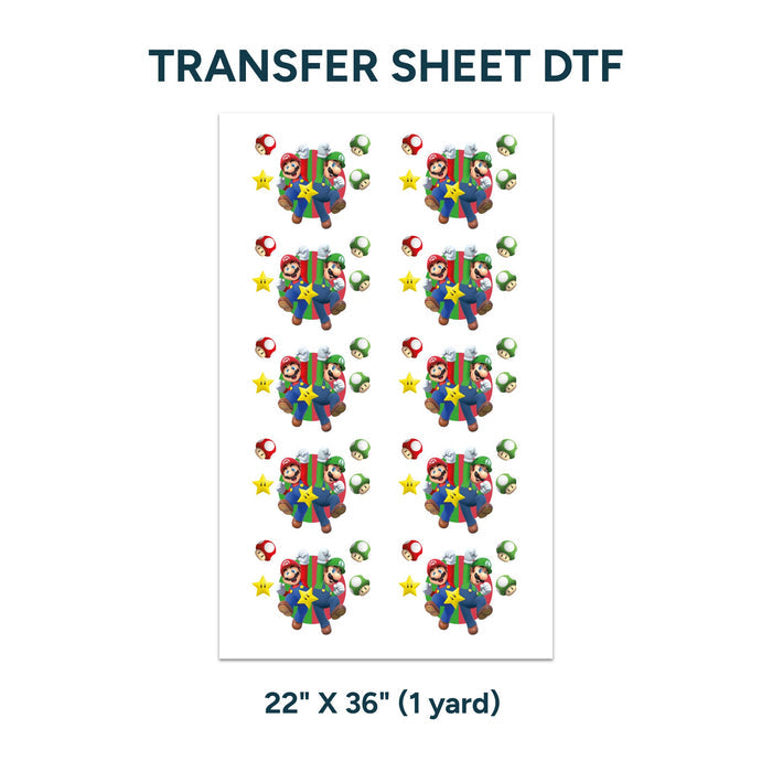 Printed DTF Sheets by Yards - Mario and Luigi