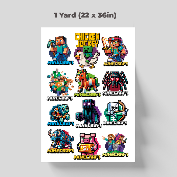 Printed DTF Sheets by Yards - Minecraft 1