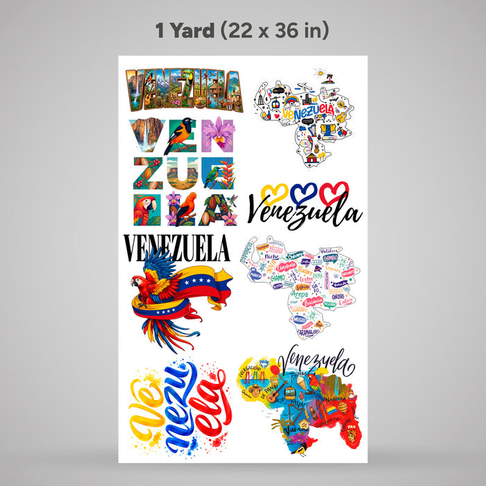 Printed DTF Sheets by Yards - Patriotic & Cultural Designs, Venezuelan Flag Shirt Transfers