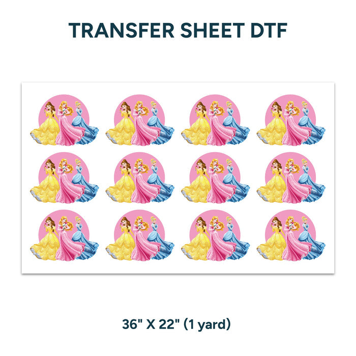 Printed DTF Sheets by Yards - Princess design 1