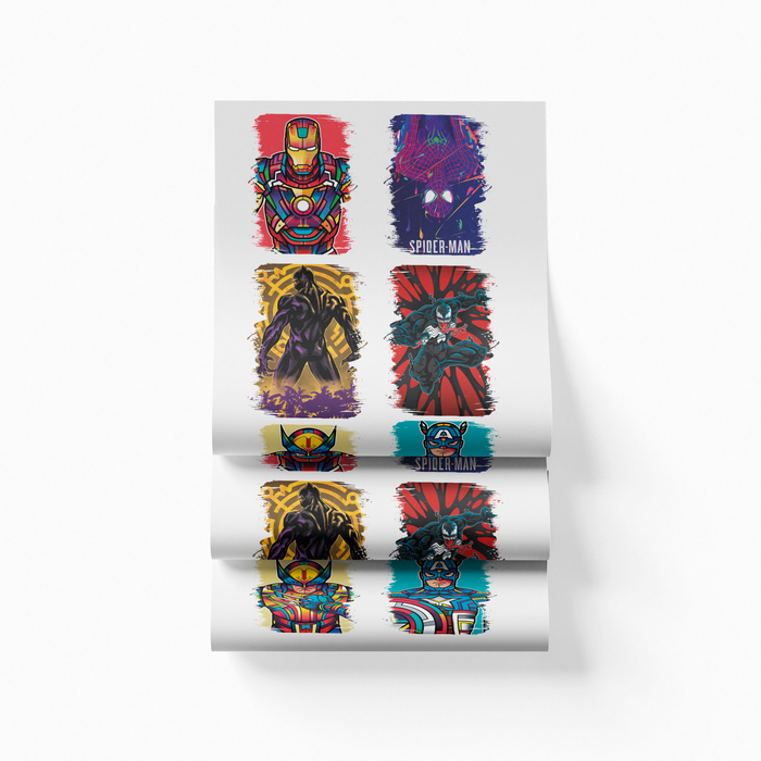Printed DTF Sheets by Yards - Super Heroe 1