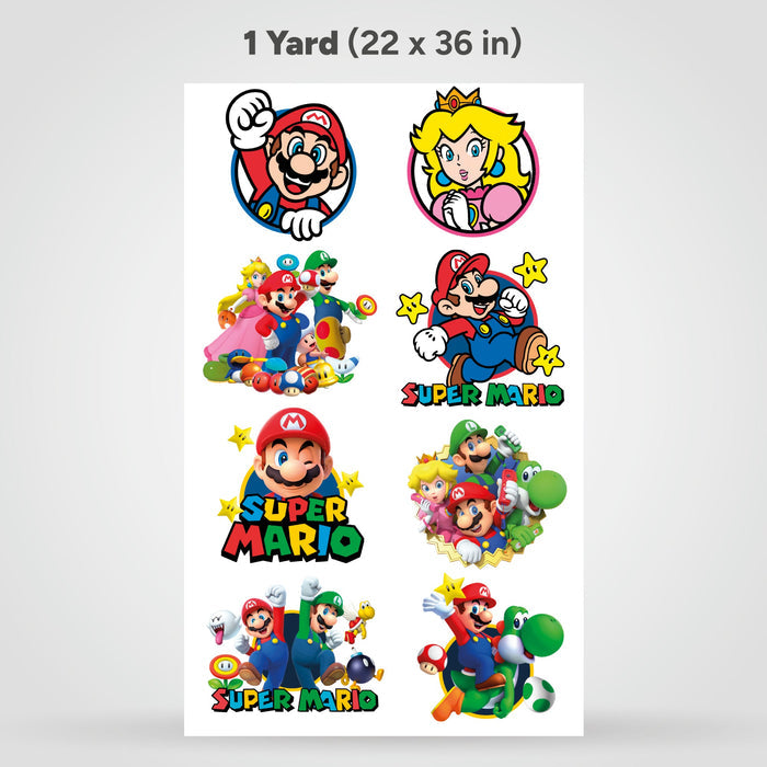 Printed DTF Sheets by Yards - Super Mario (Various Designs)