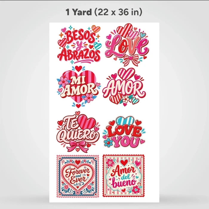 Printed DTF Sheets by Yards - Valentine’s Day & Love Designs – Ready to Press