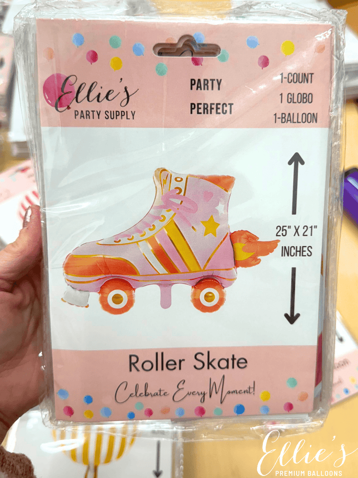 Roller skate balloon package showing an inflatable roller skate design