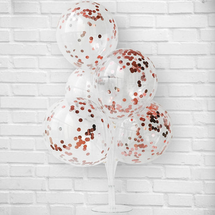 White confetti balloon set with rose gold metallic speckle accents
