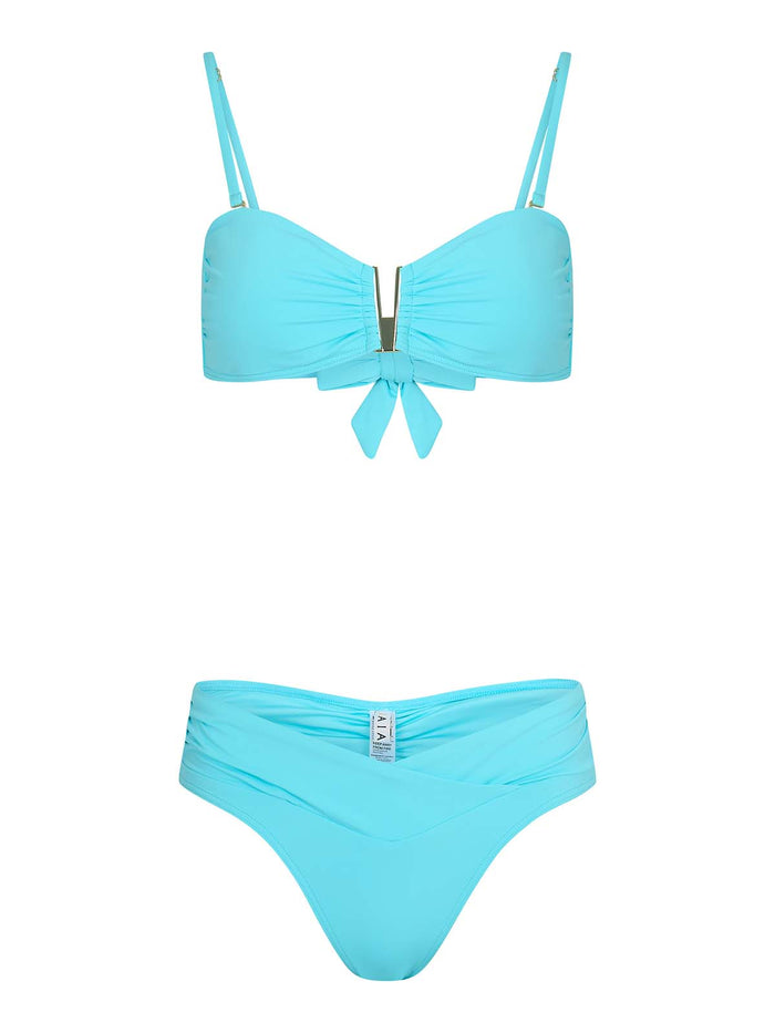 Coco bandeau bikini with selene bikini briefs in aqua  - SS26 The Golden Hour Collection NAIA Beach