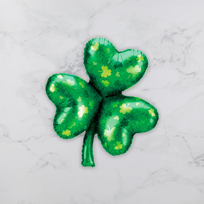 Shamrock clover balloon, green foil with shamrock icons