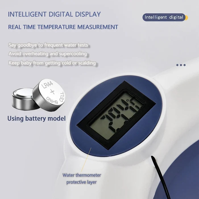 Silicone Baby Bathtub with Temperature Sensor & Foldable Design