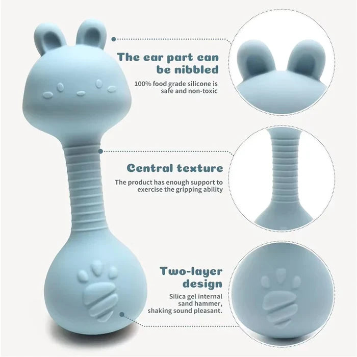 Silicone Baby Rattle – Easy Grip Rabbit Teether Toy