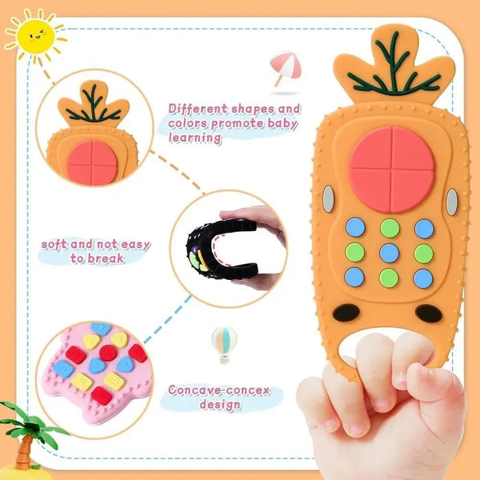 Silicone Baby Teether Toy – Soothes Gums & Stimulates Senses
