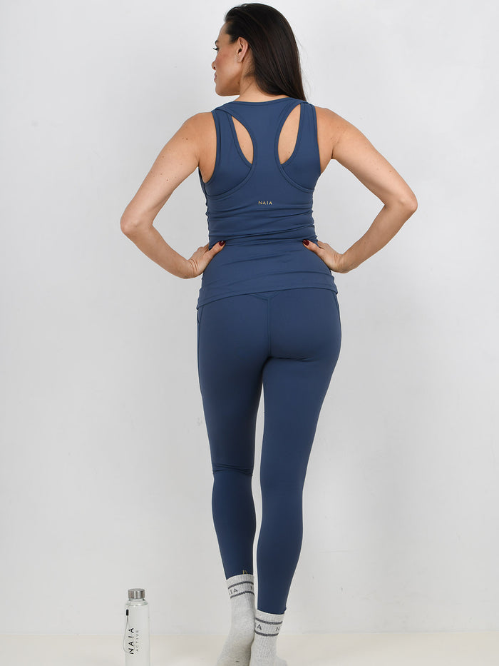 Simone Tipped legging in blue  by NAIA active active wear collection