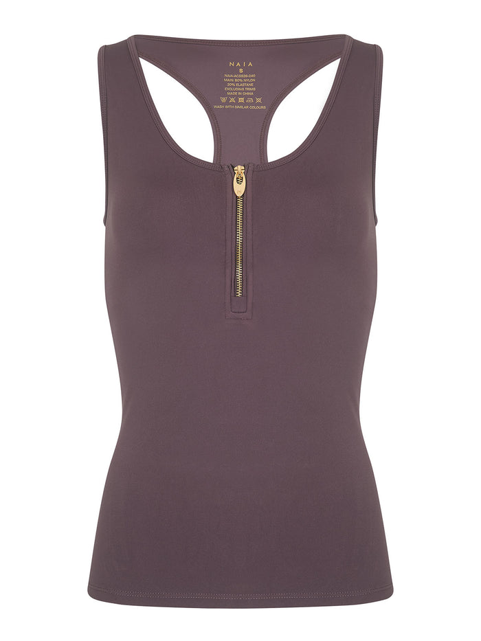 Simone Tipped Vest in  Fig colour from NAIA active - active wear collection