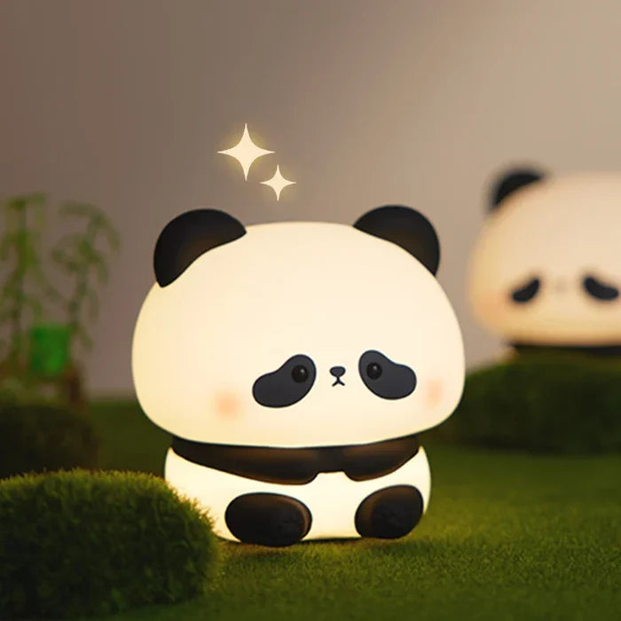Panda-shaped LED night light with glowing white face and round body